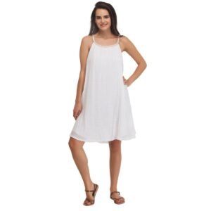 Vestido India Boutique corto trenza dorada al cuello mujer