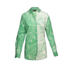 Camisa KikiSol larga con botones verde con blanco