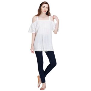 Vestido India Boutique corto off shoulder blanco mujer