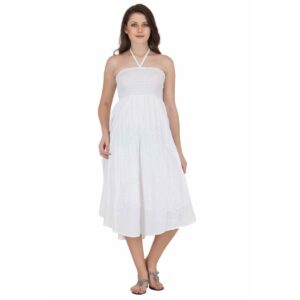 Vestido India Boutique midi smocked top blanco mujer