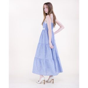 Vestido Original USA largo denim con detalle blanco