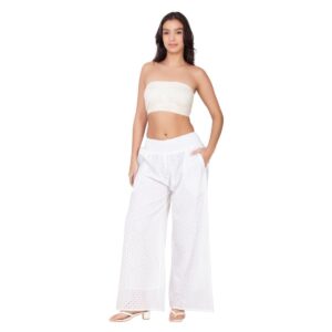 Pantalon India Boutique eyelet blanco mujer