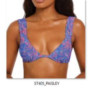 Top White Sand Traders SS triangulo tira gruesa paisley mujer