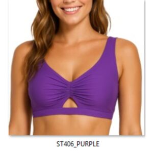Top White Sand Traders SS ruched front morado mujer