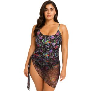 Calzoneta Beach Party SS con pareo negro paisely colores mujer