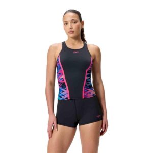 Tankini Speedo Endurance Pro HyperBoom Splice mujer negro/tonos rosados