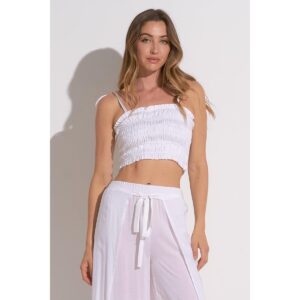 Crop top Elan smocked blanco